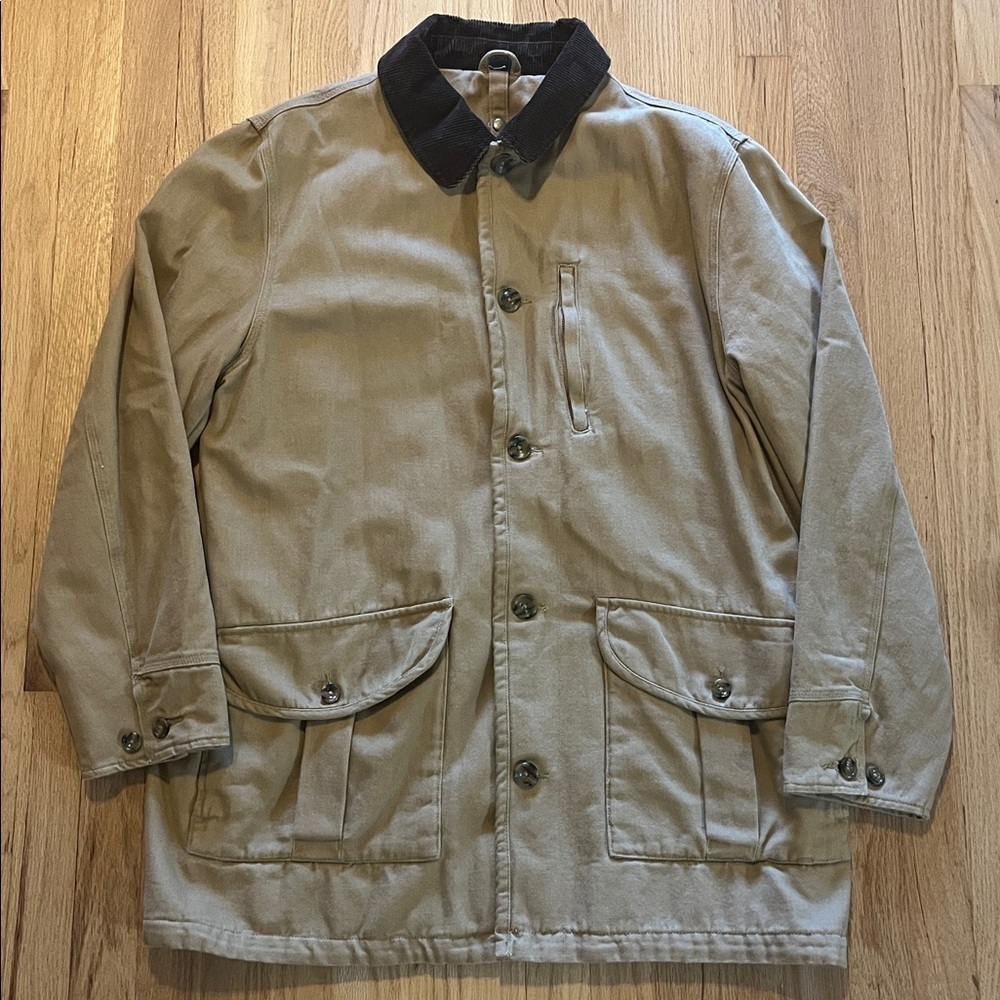 Eddie Bauer Tan Flannel Lined Barn Chore Coat Sz L